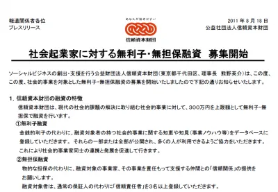 無利子・無担保融資